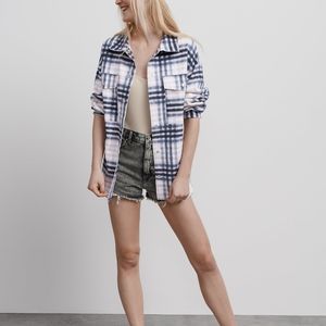 Zara faux suede plaid overshirt